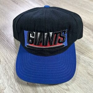 VTG New York Giants Snapback Hat NFL Football Pro Player Black‎ Blue Wool Cap